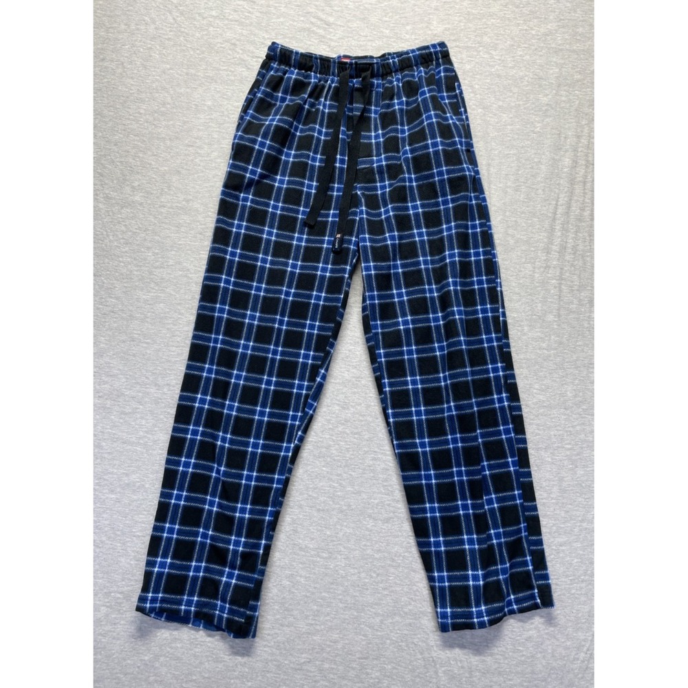 Chaps Flannel Pajama Pants Mens M Blue Plaid Check Sleepwear Drawstring Waist